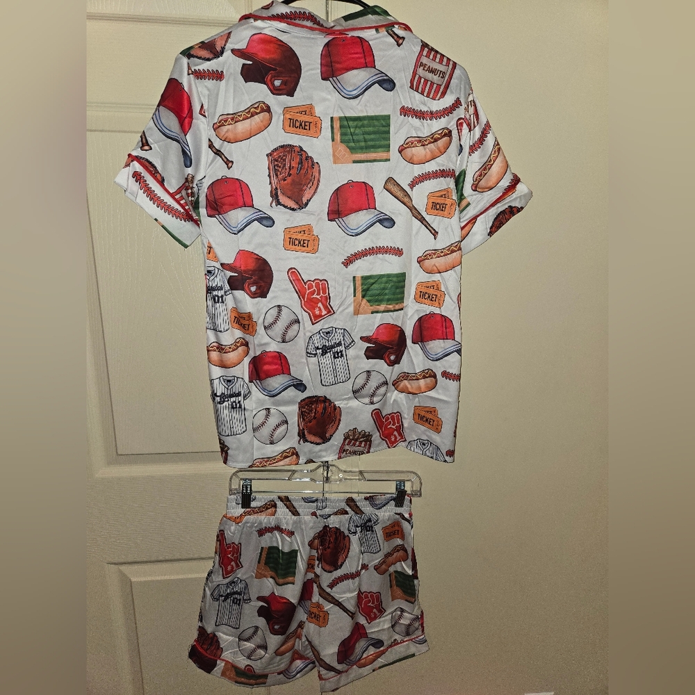 NWT Satin Baseball Pajama Set - Picture 4 of 4
